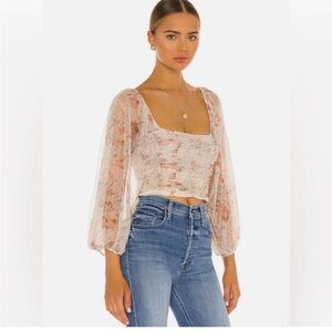 Free People Floral Sheer Crop Top